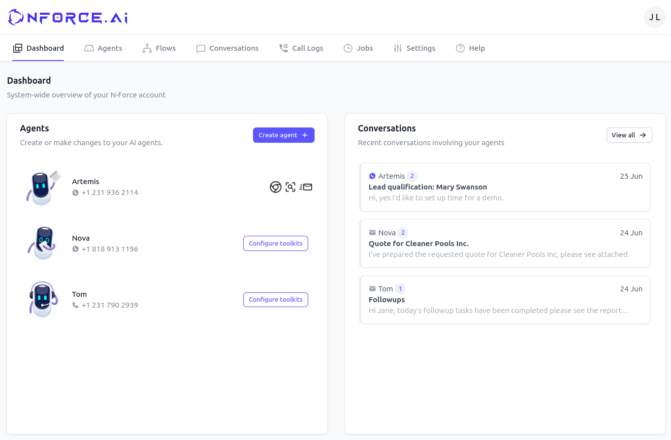 NForce AI Platform Dashboard